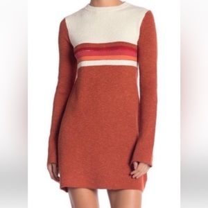 Free People Colorblock Sweater Mini Dress Medium